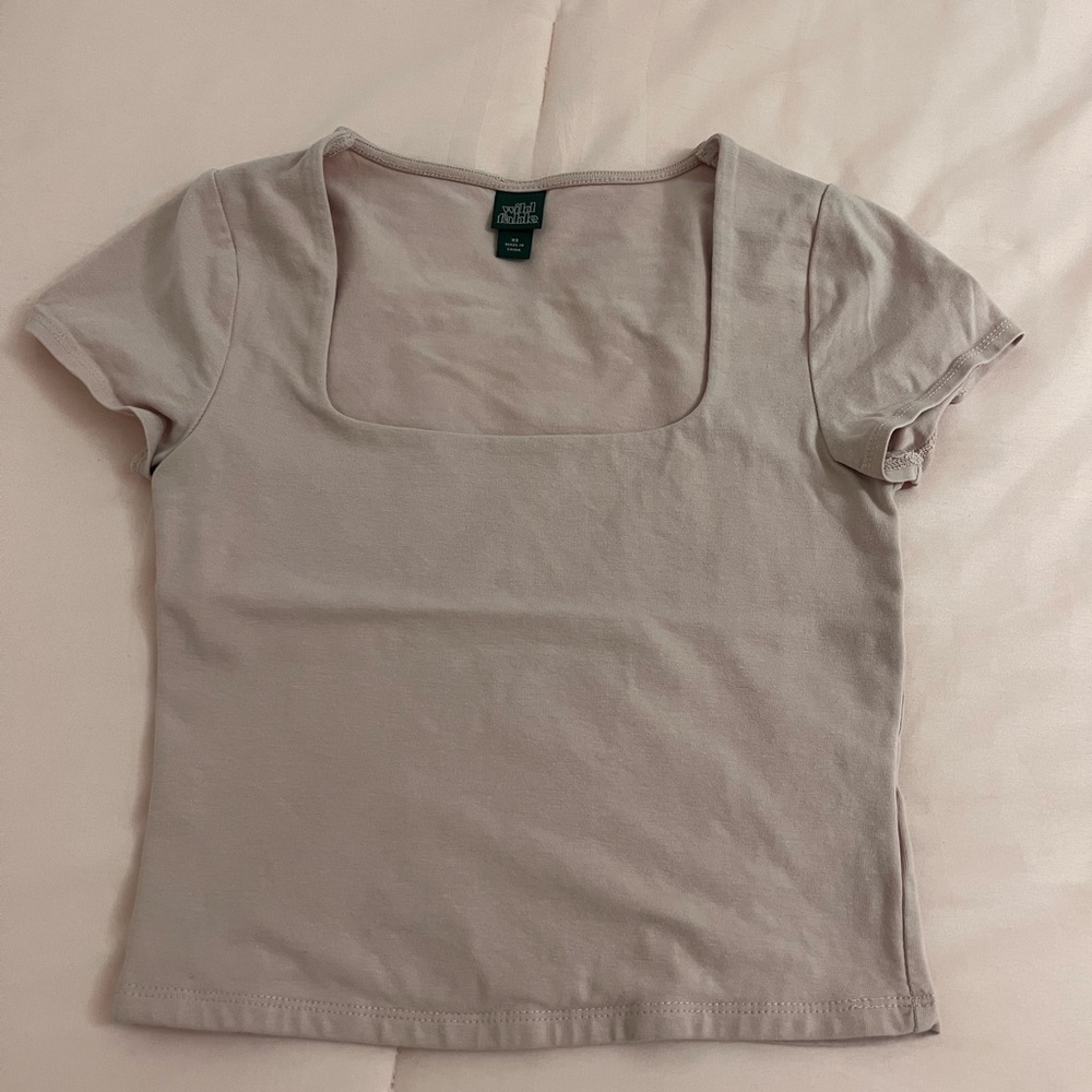 Target Cream and Brown Fitted Short Sleeve T-Shirt
